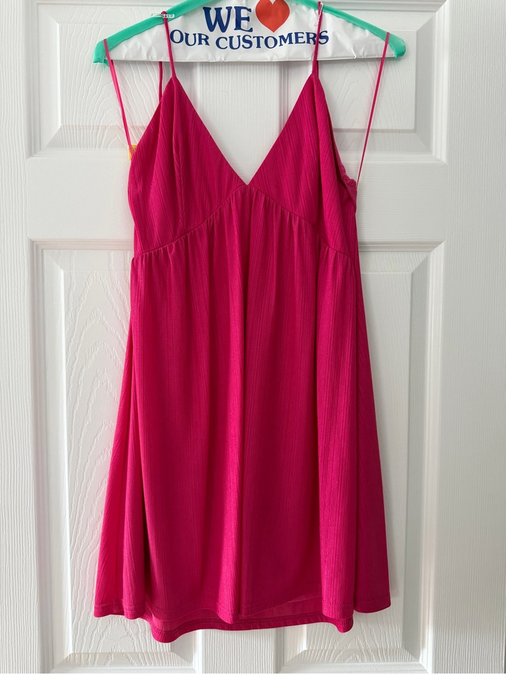superdown Hot Pink V-Neck Spaghetti-Strap Slip Dress